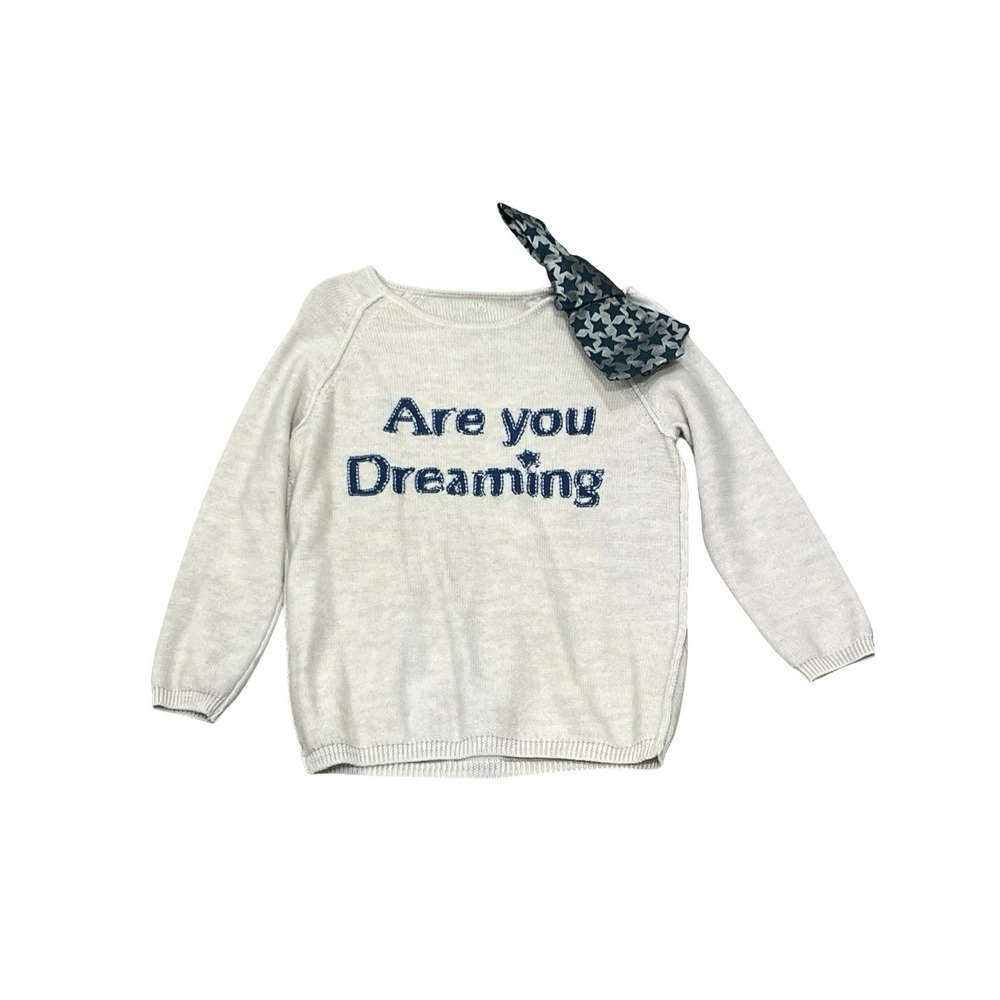 Sonia Rykiel Girl's   6 Sweater Wool Pullover Jumper Bow Gray Are You Dreaming - Picture 3 of 15